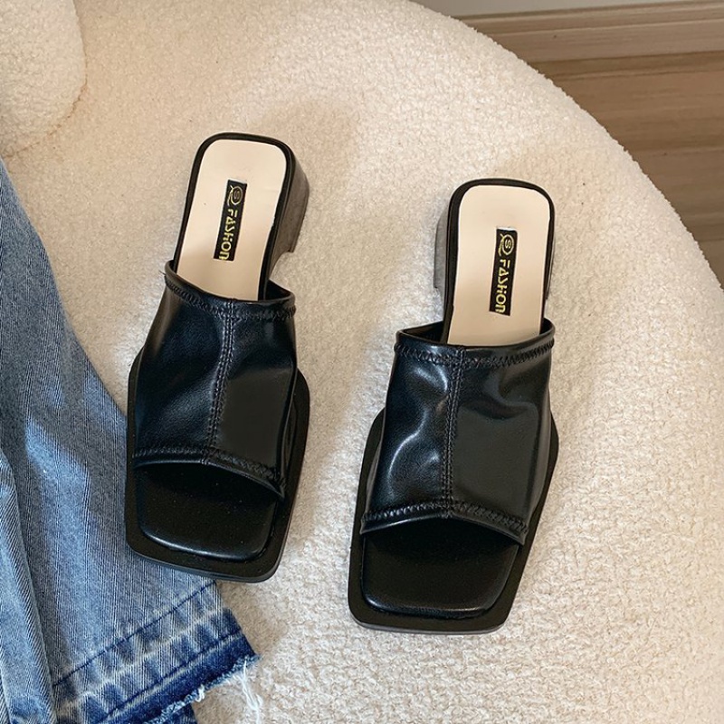 Dép Cao Su Mũi Vuông Gót Thấp Đơn Giản Thoải Mái Mùa Hè Phiên Bản Hàn Quốc Mới Chất Lượng Cao Cho Nữ