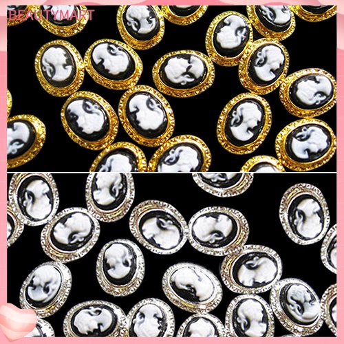 Set 10 Hạt Cườm 3D Bằng Hợp Kim Phong Cách Vintage Trang Trí Móng Nghệ Thuật