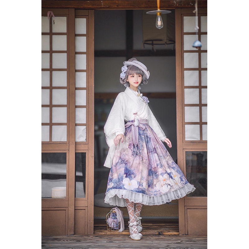 (Hàng Có Sẵn) Chân Váy lolita Phối Lưới / Không Kèm Thắt Lưng Lolita nửa váy