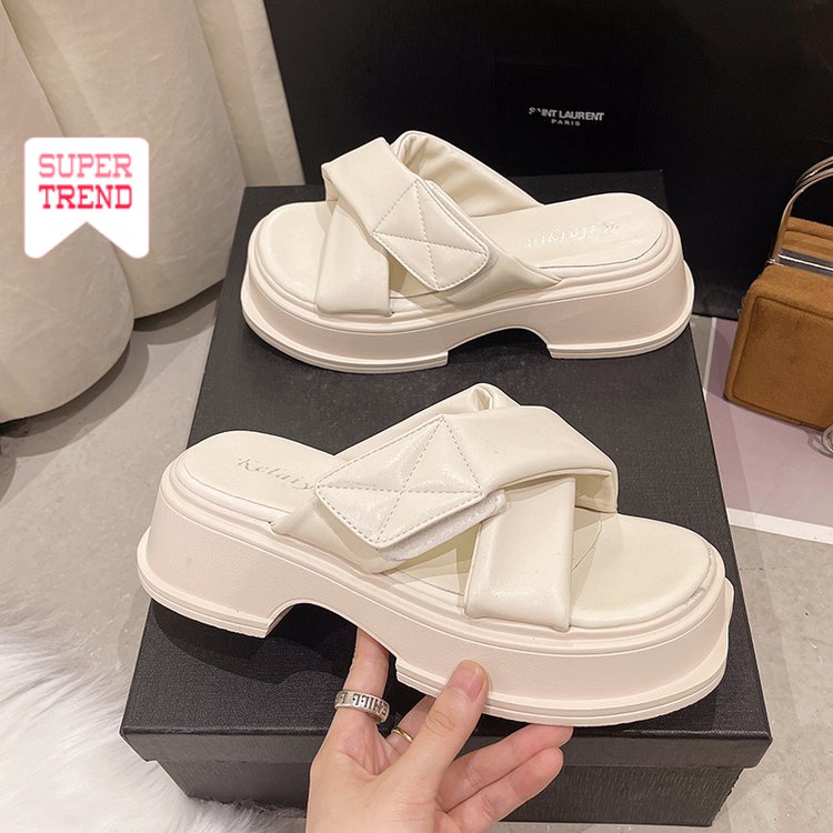 Dép Quai Chéo Màu Trơn Thời Trang Mùa Hè Dễ Phối Đồ Cho Nữ