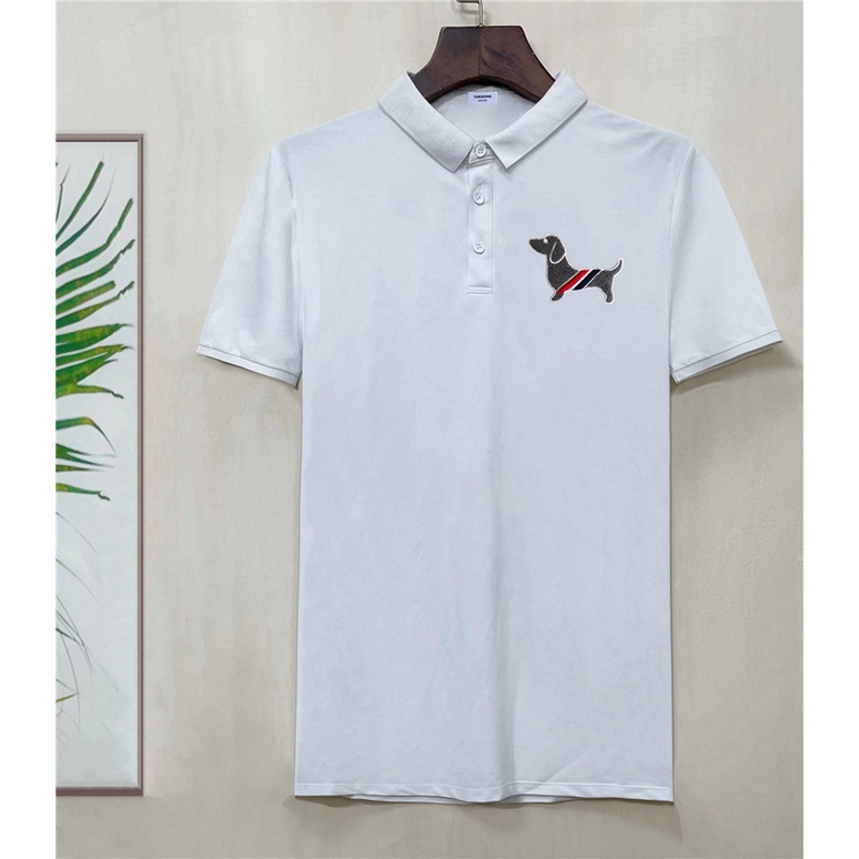 Áo Thun polo cotton Thêu Hình Chú Chó Dễ Thương Kiểu Mới Cho Nam TH0M BR0WN Size S-4XL