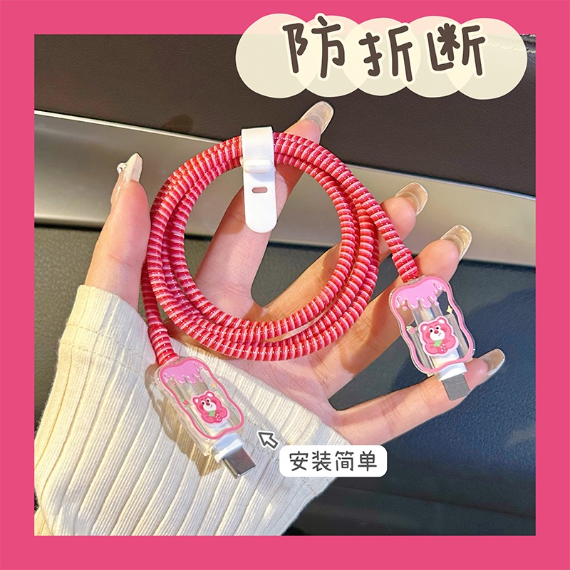 Bộ 4 Phụ Kiện Bảo Vệ Dây Cáp Sạc 11Promax 12 13Pro Type C Hình Hoạt Hình