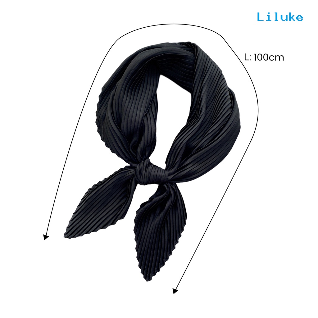 Khăn Choàng Cổ Vuông Mỏng Xếp Ly Viền Lượn Sóng Màu Sắc Đơn Giản Cho Nữ