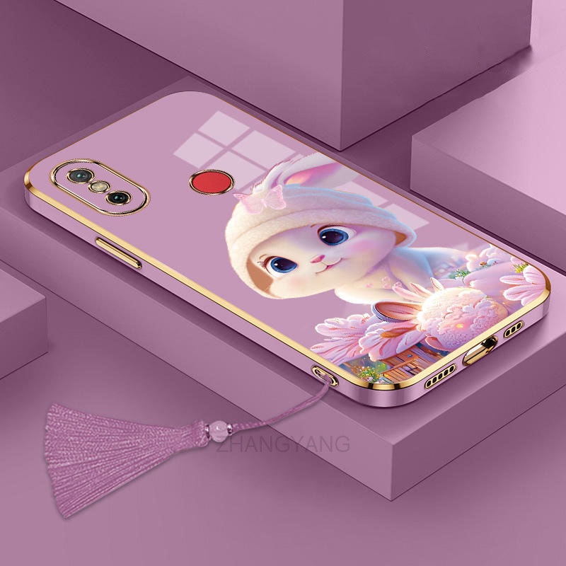 ốp lưng Xiaomi A1 A2 Ốp Điện Thoại Tpu Dẻo Mạ Màu Gradient In Hình Thỏ Kèm Dây Đeo Cho Xiaomi A1 A2