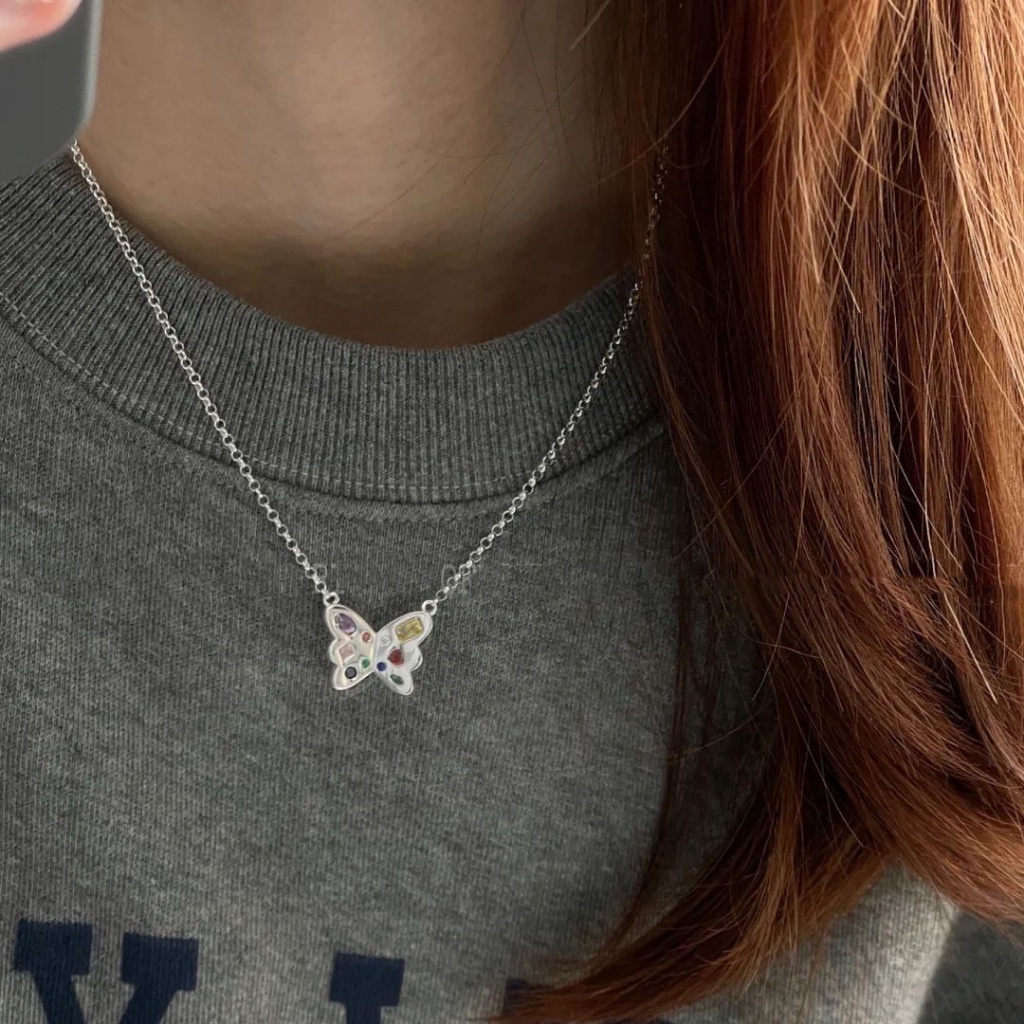 [F &amp; X] Vòng Cổ Mặt Hình Bướm Nhiều Màu Sắc Tinh Tế Cá Tính Chất Lượng Cao Cho Nữ ins Niche