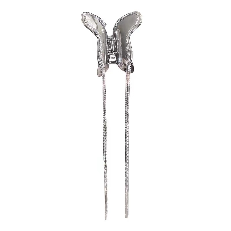 Kẹp Tóc Đính Đá Tua Rua Hình Cá Mập / Bướm Phong Cách Hàn Quốc Mới 2023 Cho Nữ