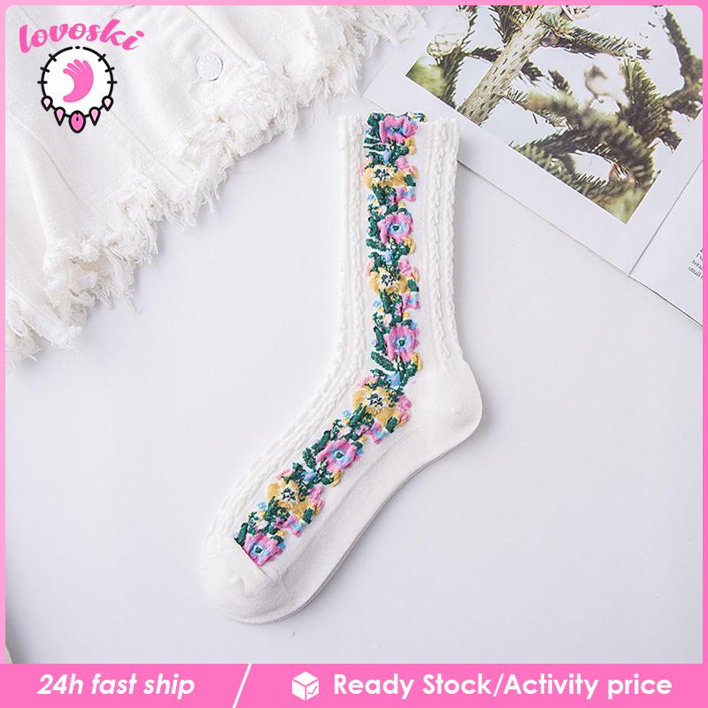 [Lovoski] Vớ Hoa Thời Tiết Lạnh Thoải Mái Vui Nhộn Thời Tiết Thu Đông Thường Ngày Dành Cho Bạn Nữ