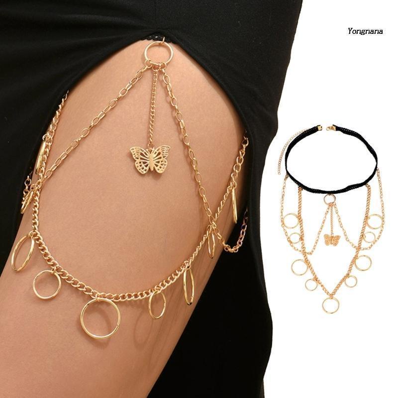 [CH *] Dây Xích Đeo Đùi Hình Bướm Rỗng Chống Trượt Trang Trí Tiệc Bãi Biển Đêm Dành Cho Nữ