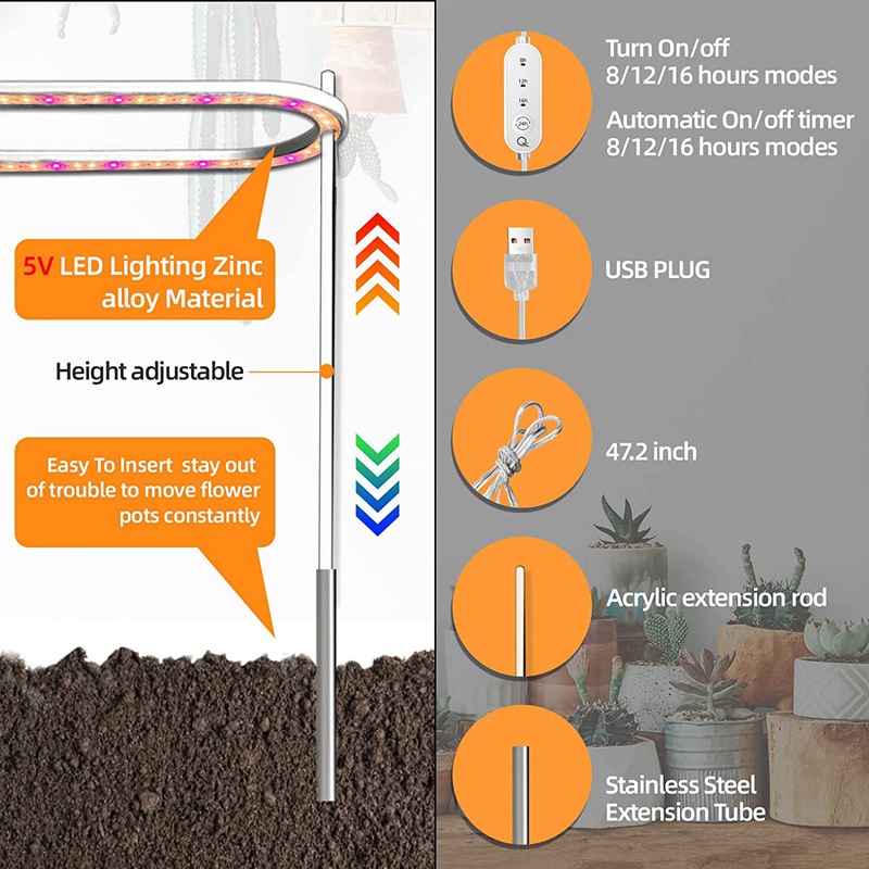 1 Đèn LED Trồng Cây 50 Bóng Có Thể Điều Chỉnh Độ Cao
