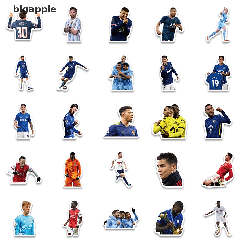 Set 50 Đề Can Dán Trang Trí Va Li / Laptop / Guitar Hình Ngôi Sao Bóng Đá Phong Cách Graffiti