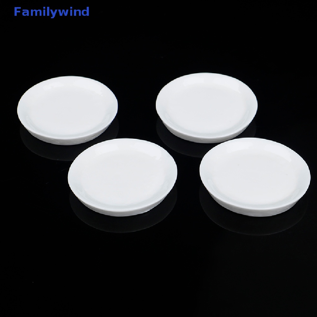 Set 4 Đĩa Tròn Màu Trắng Tỉ Lệ 1: 12 Trang Trí Nhà Búp Bê
