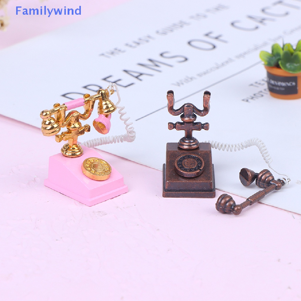 Điện Thoại Cổ Điển Mini Bằng Hợp Kim Tỉ Lệ 1 / 12 Trang Trí Nhà Búp Bê