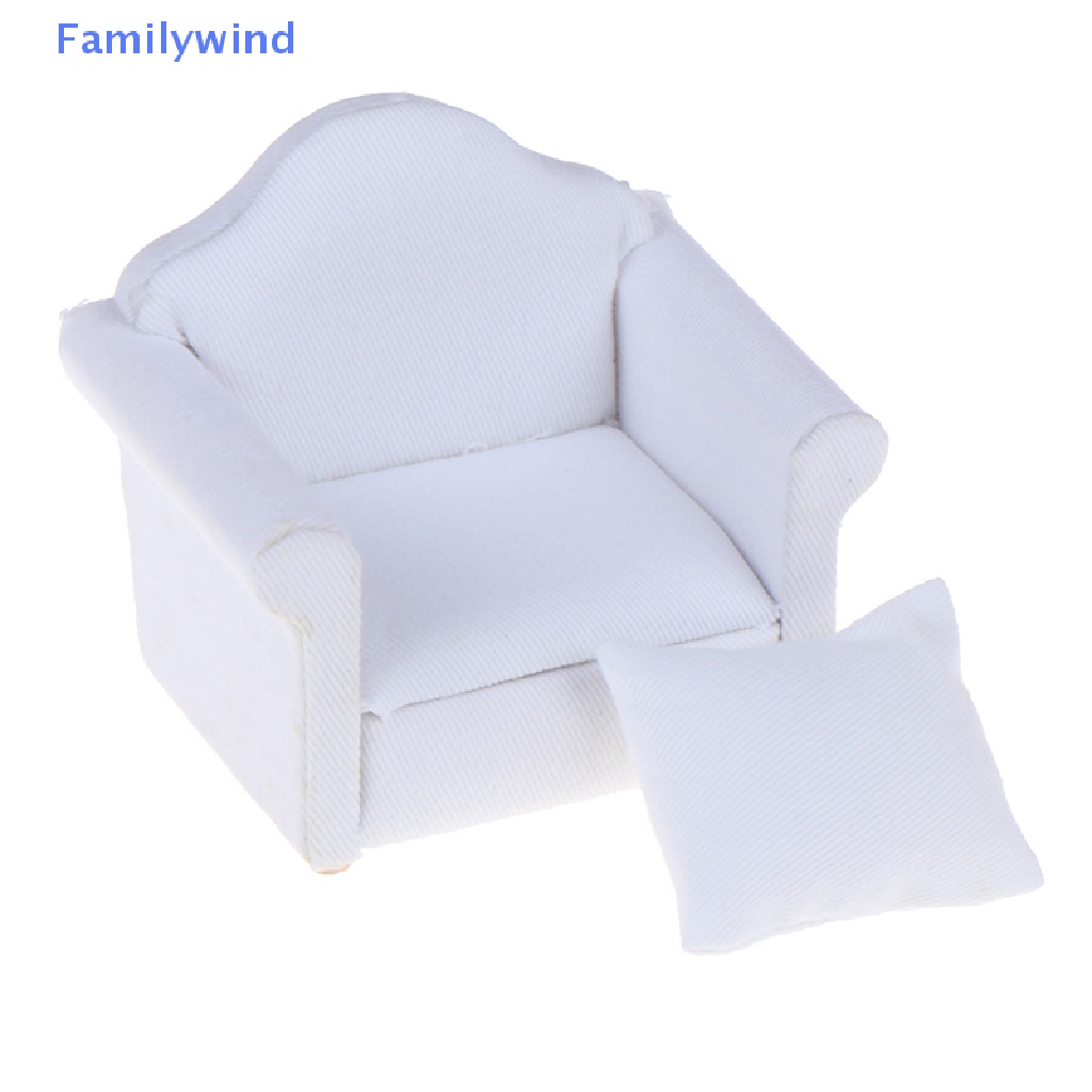 Mô Hình Ghế Sofa Màu Trắng Có Đệm Lưng Tỉ Lệ 1 / 12 Trang Trí Nhà Búp Bê