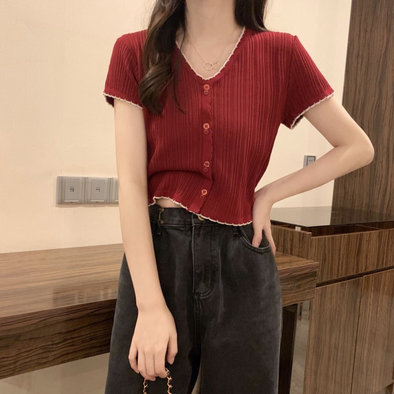Áo Thun Dệt Kim Ngắn Tay Phong Cách Mới Gor24