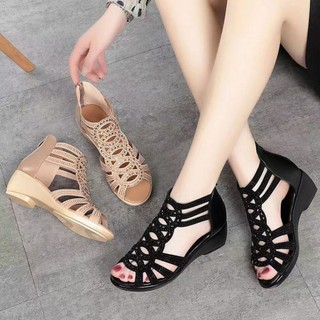 Giày sandal da mềm đế xuồng thời trang cho nữ