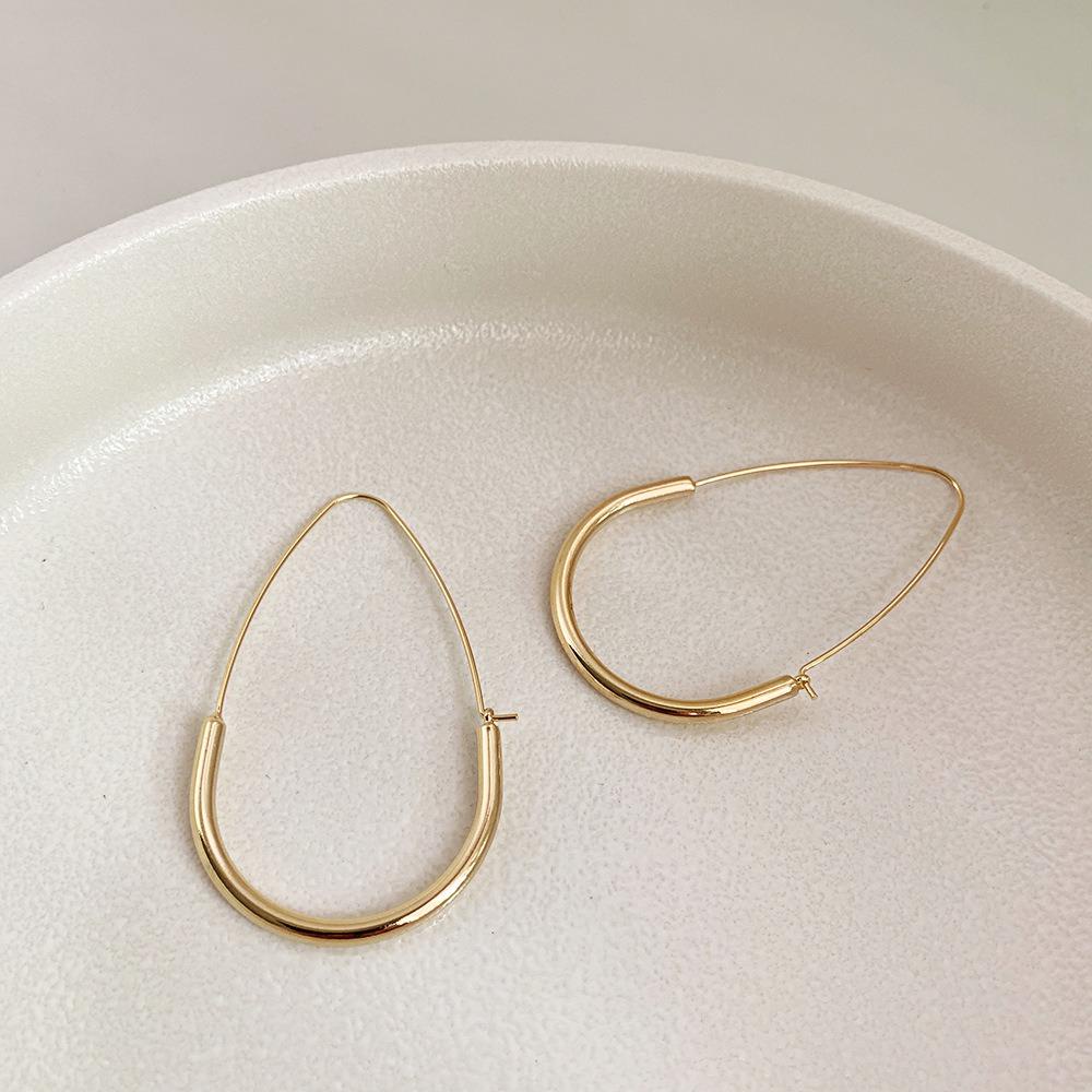 Khuyên Tai Kim Loại Hình Giọt Nước Sang Trọng Phong Cách Hàn Quốc VANES1