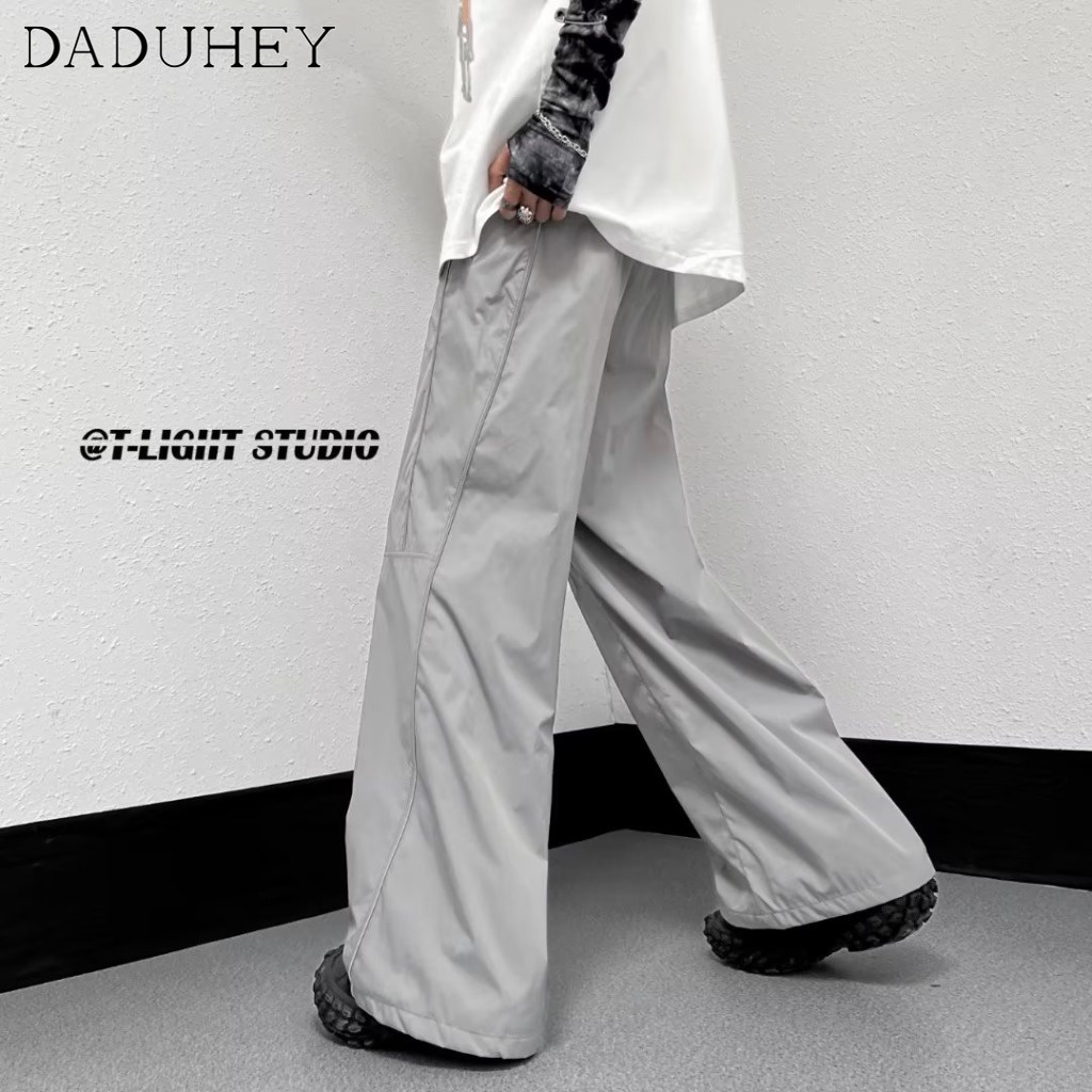 DaDuHey Men's and Women's Korean-Style 2023 Straight-Leg Pants Loose Solid Color Sweatpants Fashionable All-Matching Wide-Leg Casual Pants