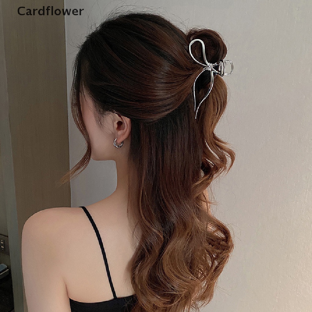 &lt; Cardflower &gt; Kẹp Tóc Hình Nơ Bằng Kim Loại Thanh Lịch Cá Mập Phong Cách Hàn Quốc Cho Nữ