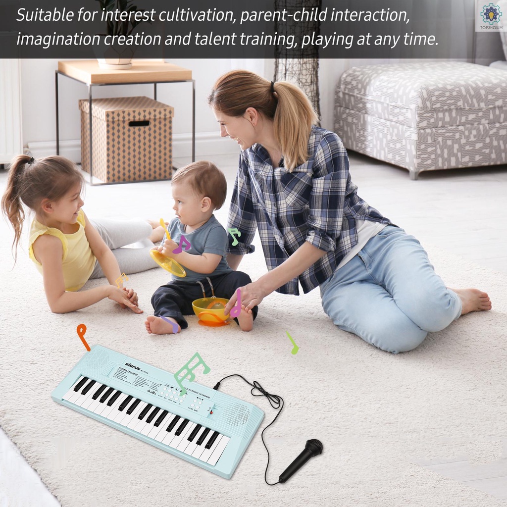 Đàn Piano Điện Mini 37 Phím Màu Xanh Dương Cho Bé