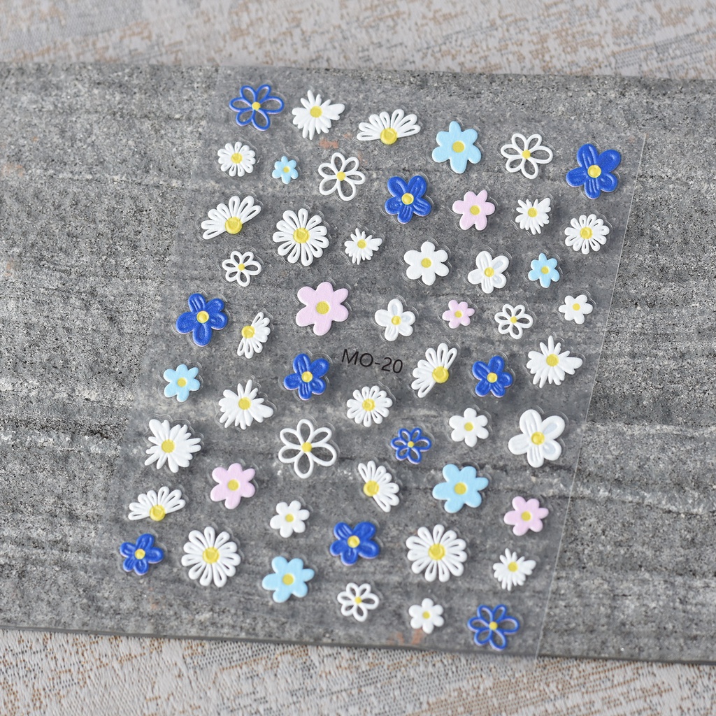 Miếng Dán Trang Trí Móng Tay Họa Tiết Hoa Cúc Hoạt Hình 5D Xinh Xắn