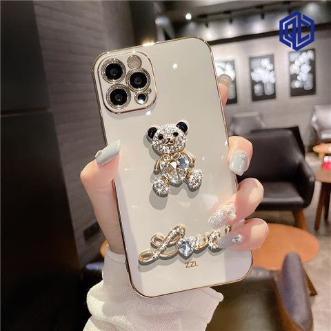 Ốp Điện Thoại Silicon Dẻo Mạ Điện Hình Gấu 6D Chống Rơi Cho IPhone 14Pro Max 13 Pro Max Ins 12 Pro Max 11 Pro Max Xsmax Xr X XS