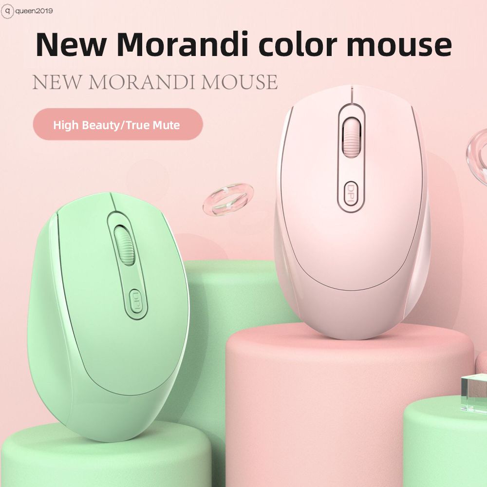 Macaron Chuột Không Dây Im Lặng Nhiều Màu Chuột Bluetooth Văn Phòng Có Thể Sạc Lại Ba Chế Độ Queen2019