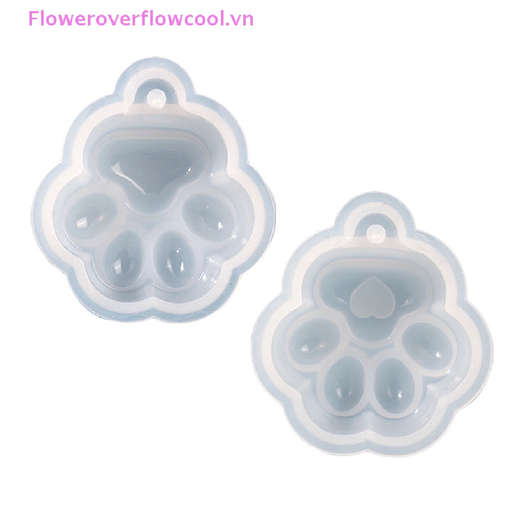 Khuôn Silicone Hình Bàn Chân Mèo Làm Móc Khóa DIY