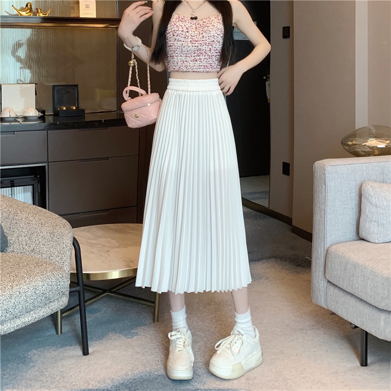 Chân váy chữ A SUXI xếp ly lưng cao co giãn tốt phong cách Hàn Quốc thời trang xuân hè