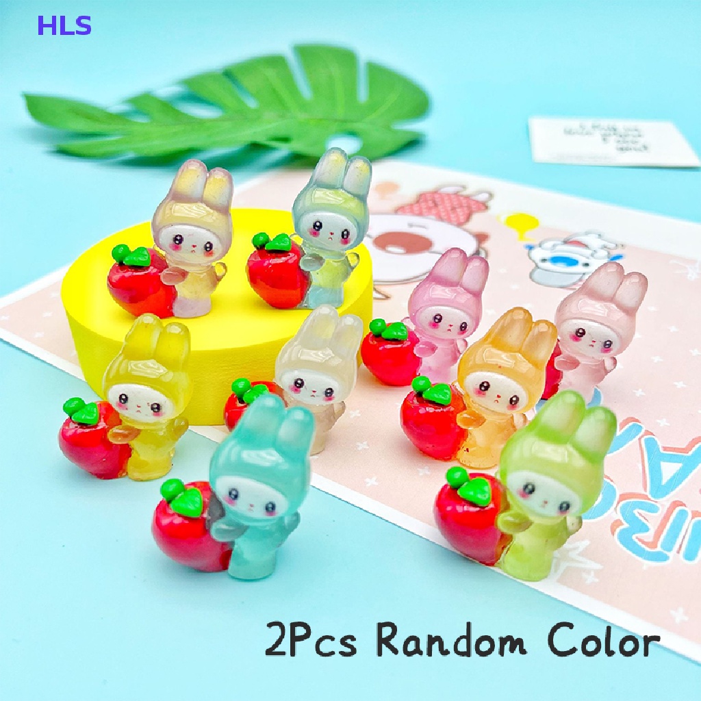 Bộ 2 Đồ trang trí Thỏ Bunny Hoạt Hình Phát Sáng Dùng Trang Trí Tiểu Cảnh