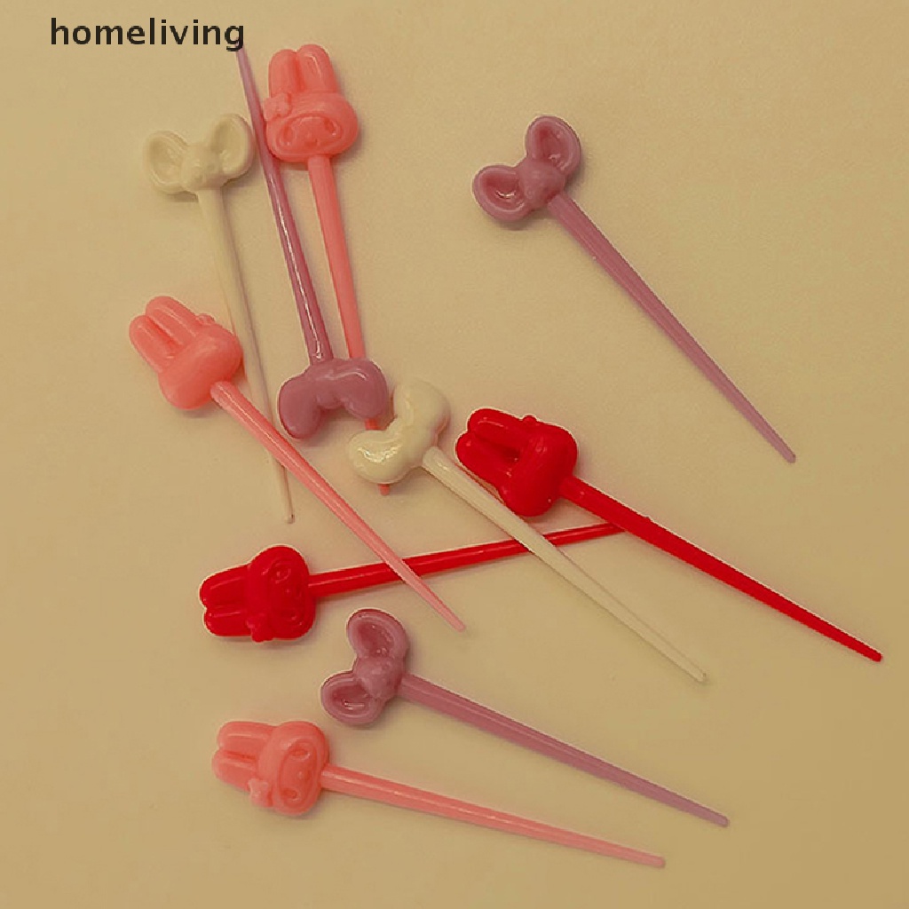 Set 10 Nĩa Ăn Trái Cây Mini Họa Tiết Hoạt Hình Dễ Thương