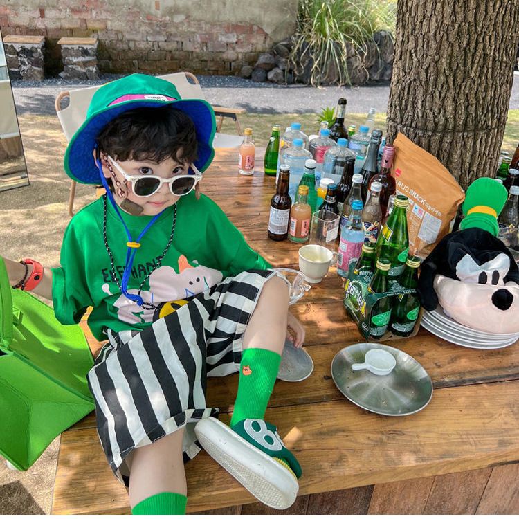 Áo Thun Ngắn Tay In Hình Voi Và Chữ Đơn Giản Phong Cách Hàn Quốc Thời Trang Mùa Hè Mới Cho Bé Trai