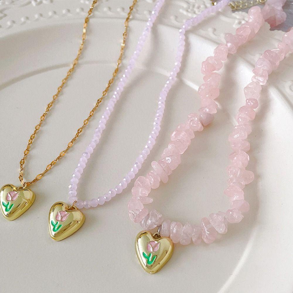 Vòng cổ Chuỗi Hạt Mặt Trái Tim Thời Trang Cho Nữ