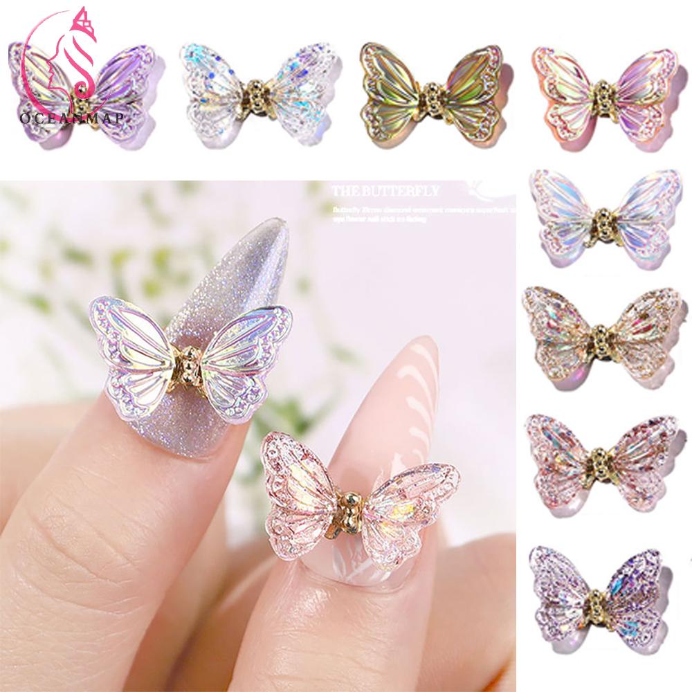 Phụ Kiện Trang Trí Móng Tay Hình Bướm 3D Xinh Xắn