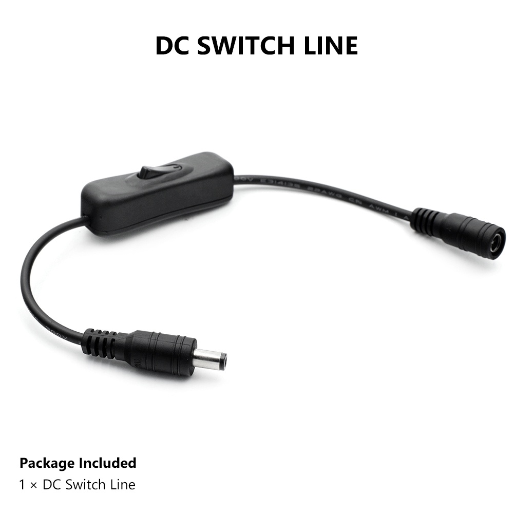1 Công Tắc Bật / Tắt Với Dây Cáp Nguồn 5.5x2.1mm DC 5V 12V 24V Cho CCTV Led
