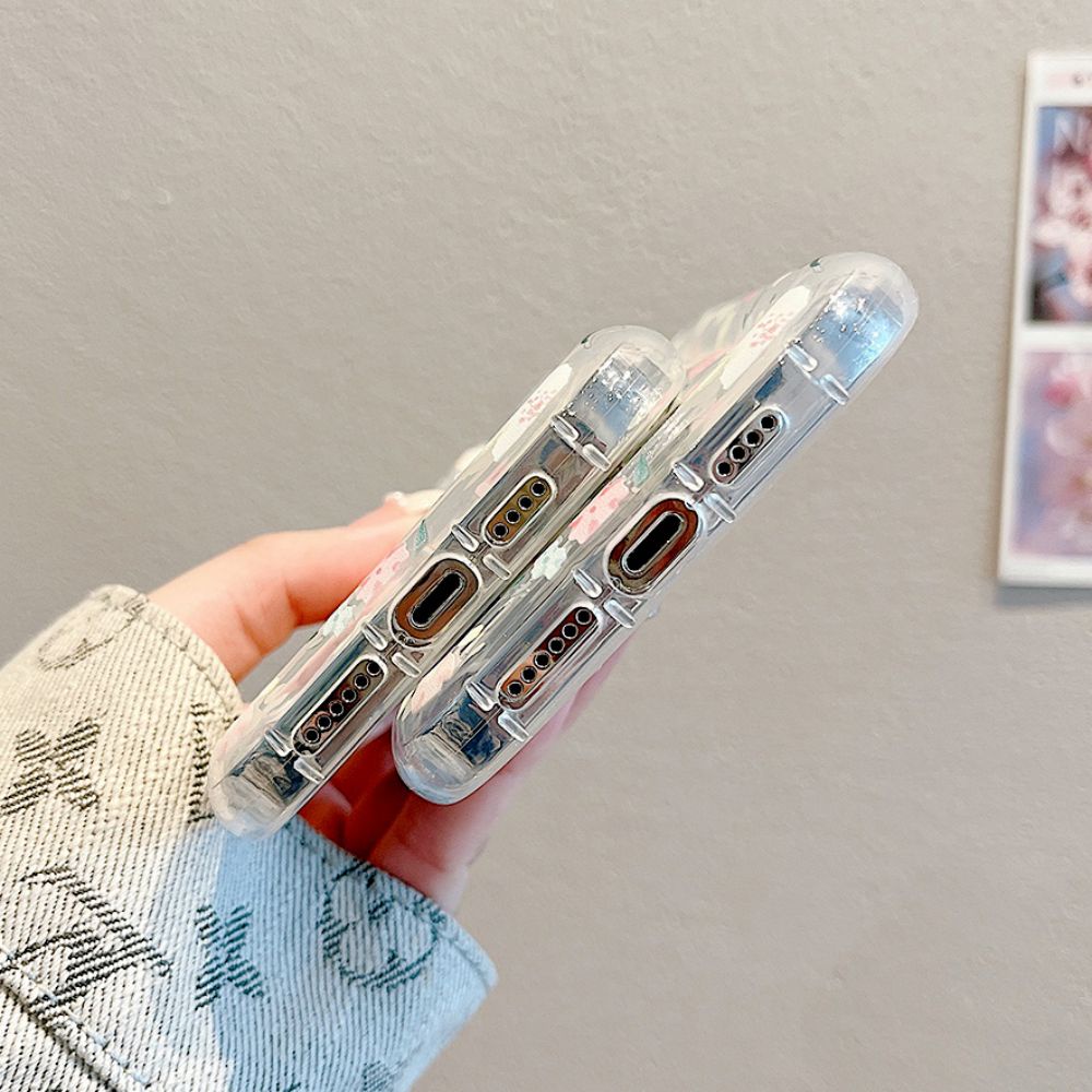 Ốp Điện Thoại TPU Dẻo Họa Tiết Hoa Phối Sọc Nhỏ Xinh Chống Sốc Cho IPhone 11 12 13 14 Pro Max