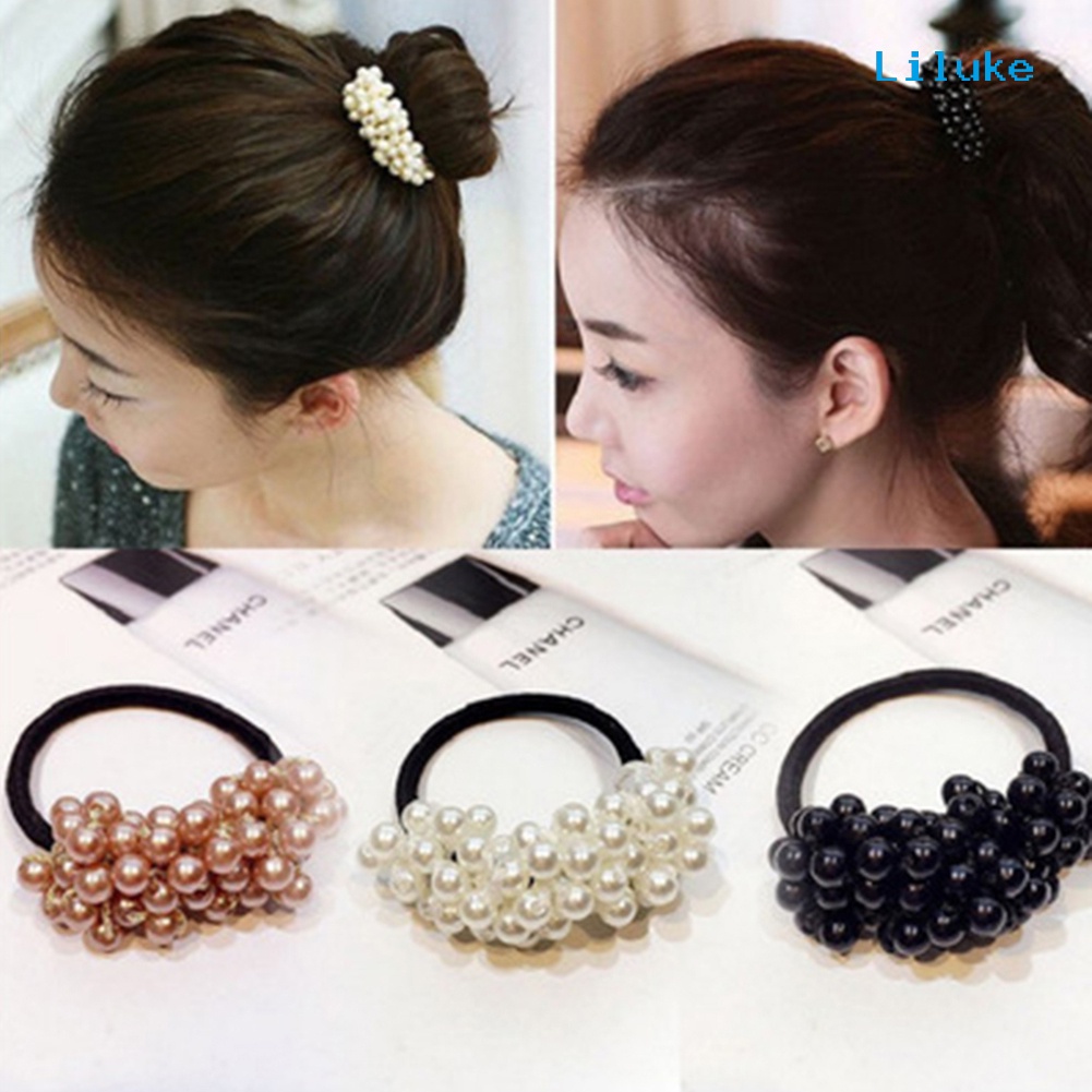 Dây Buộc Tóc Đính Hạt Ngọc Trai Nhân Tạo Handmade Dành Cho Nữ