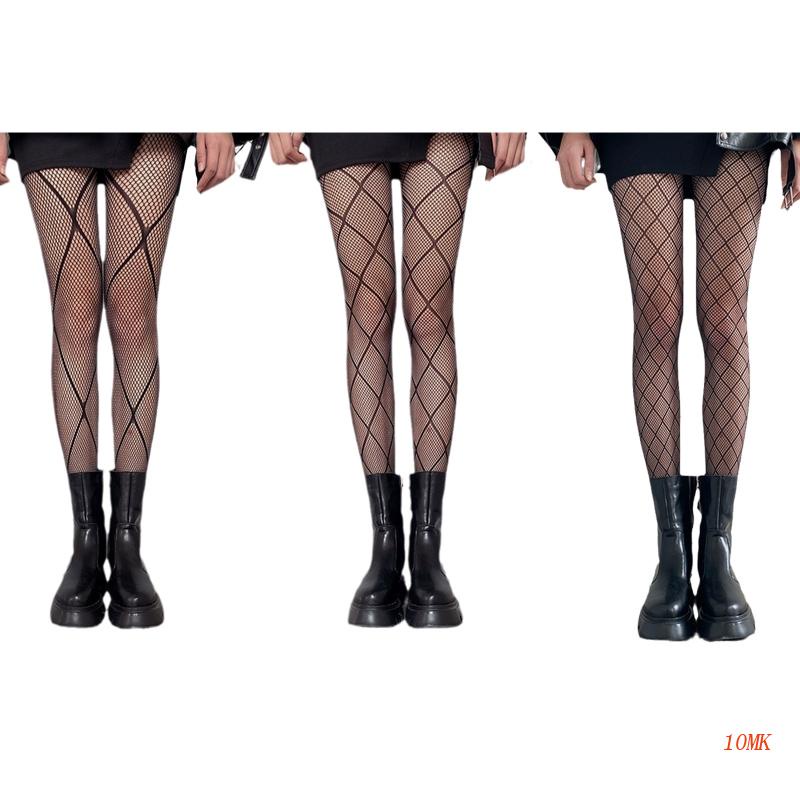 Xiangbao Quần Tất Lưới Đen Họa Tiết Kim Cương Hình Thoi Cho Nữ