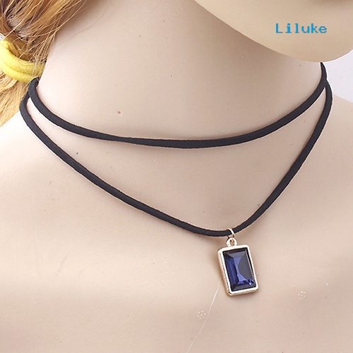 Vòng cổ Hợp Kim Trang Trí Đá Vuông Xinh Xắn Cho Nữ