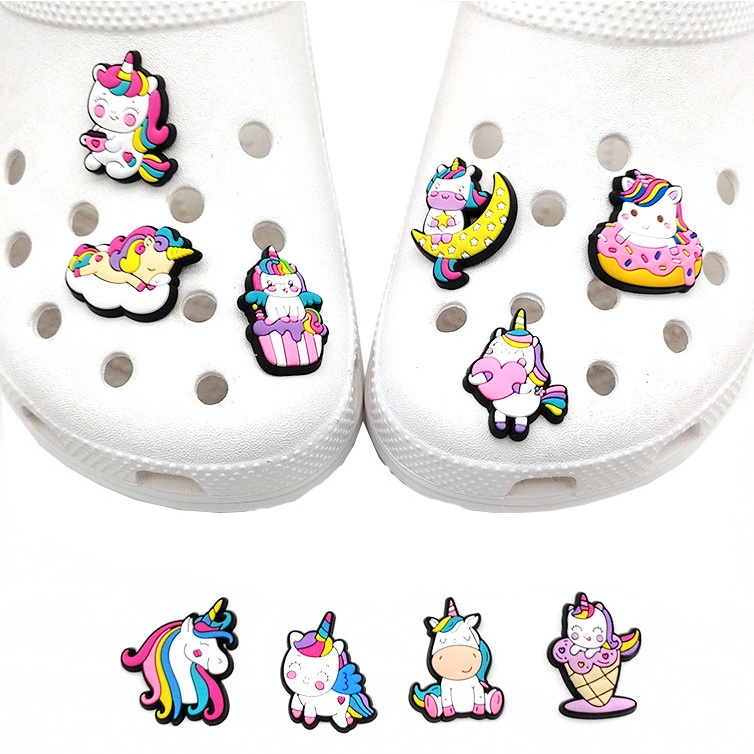 Phụ Kiện Trang Trí Giày Crocs Hình Ngựa Jibitz Hoạt Hình Dễ Thương Cho Bé Gái