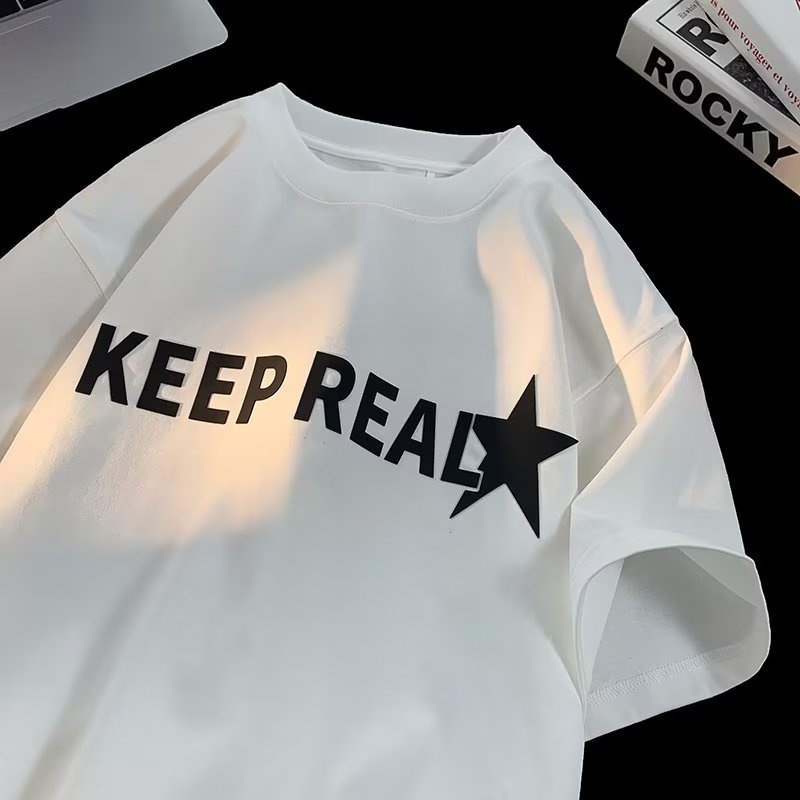 Áo Thun Cotton Tay Ngắn Dáng Rộng In Chữ Màu Cà Phê Thời Trang Retro Chất Lượng Cao Cho Nam