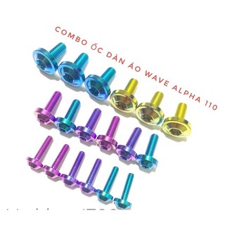 (GR5 XỊN) Combo full ốc titan dàn áo Wave Alpha 110 đời mới