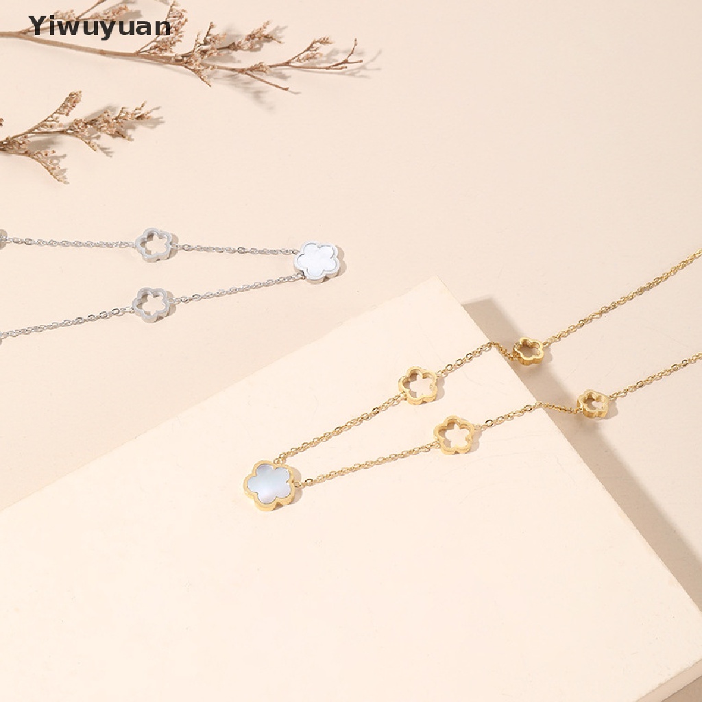 < Yiwuyuan > Vòng cổ Bằng Thép Titan Trắng Mặt Hoa Vỏ Sò Thanh Lịch Thời Trang Cao Cấp Quyến Rũ Đa Năng Cho Nữ Đa Chức Năng