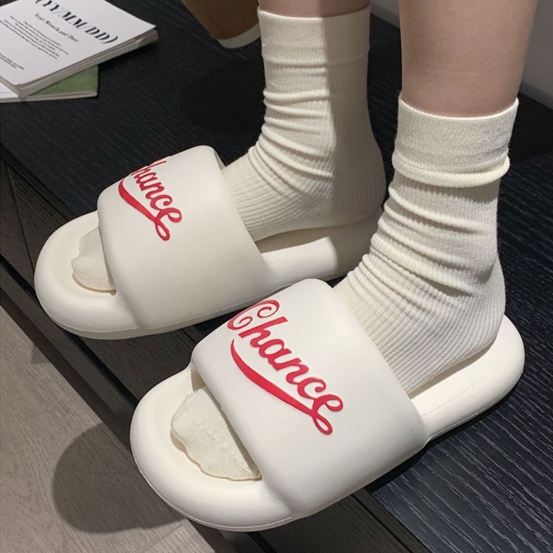 Oeteo Dép Đi Trong Nhà Đế Dày In Chữ Thời Trang Cho Nam Nữ