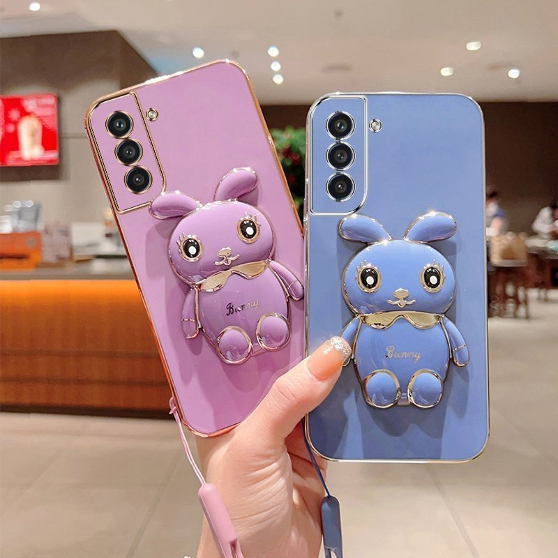 Ốp Điện Thoại Viền Vuông Có Giá Đỡ Hình Thỏ 3D Dễ Thương Cho VIVO V27 Pro 5G 2023 V27e
