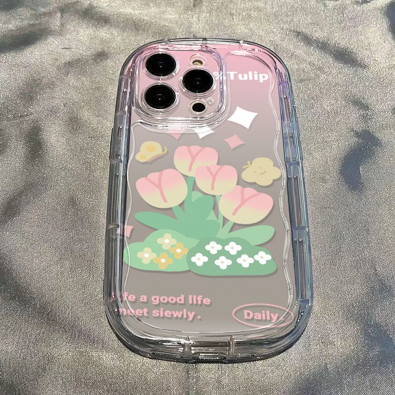 ✅Ốp Điện Thoại Dẻo Trong Suốt Họa Tiết Hoa Tulip Dễ Thương Chống Sốc Cho iPhone14xs promax13 7xr 11 / / / 8p12
