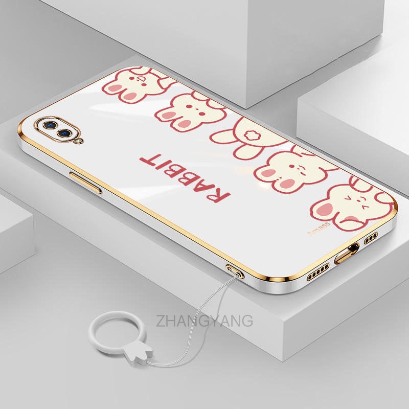 Ôp Điện Thoại TPU Silicon Chống Rơi Hình Thỏ Dễ Thương Kèm Dây Đeo Cho vivo y91c y93 y1s v11