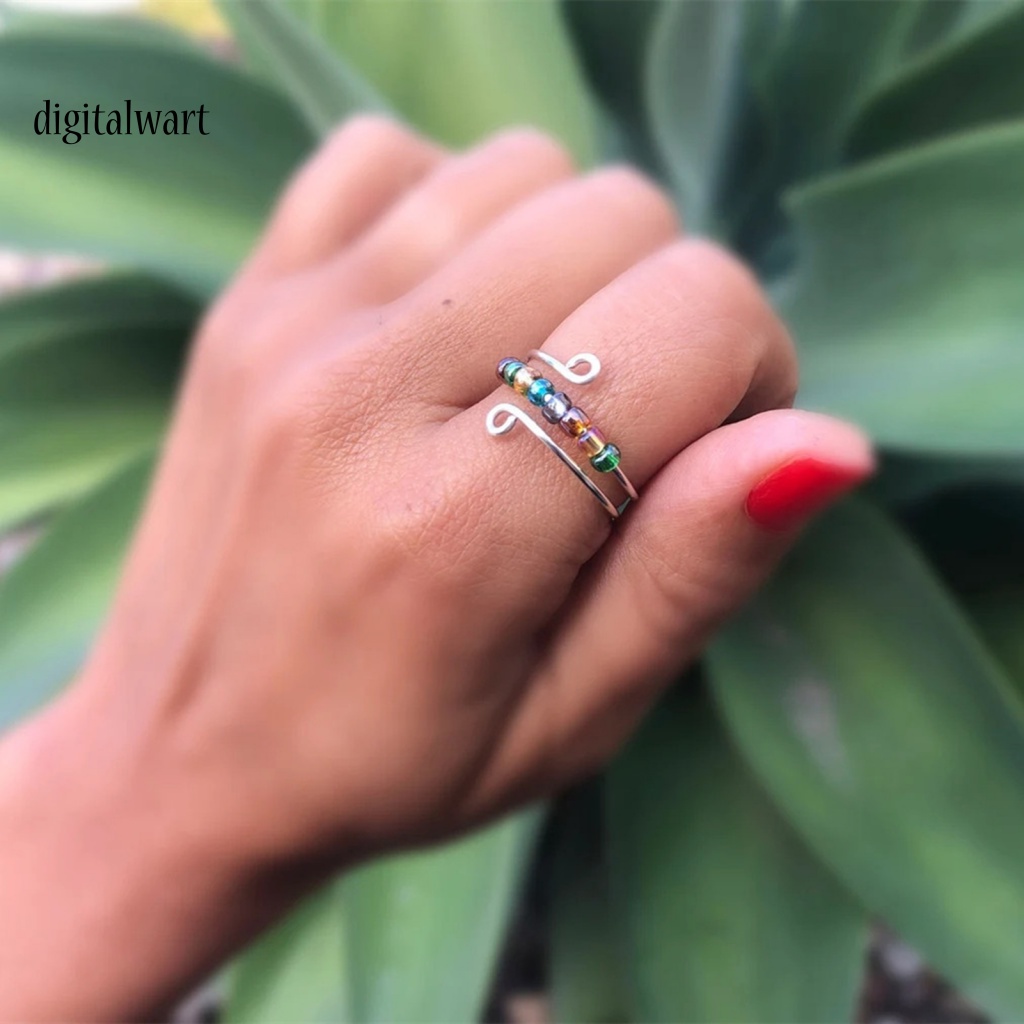 Kỹ Thuật Số| Nhẫn Hở Mạ Điện Giảm Căng Thẳng Thiết Kế Hình Học Nhiều Màu Sắc Có Thể Điều Chỉnh Cho Nữ