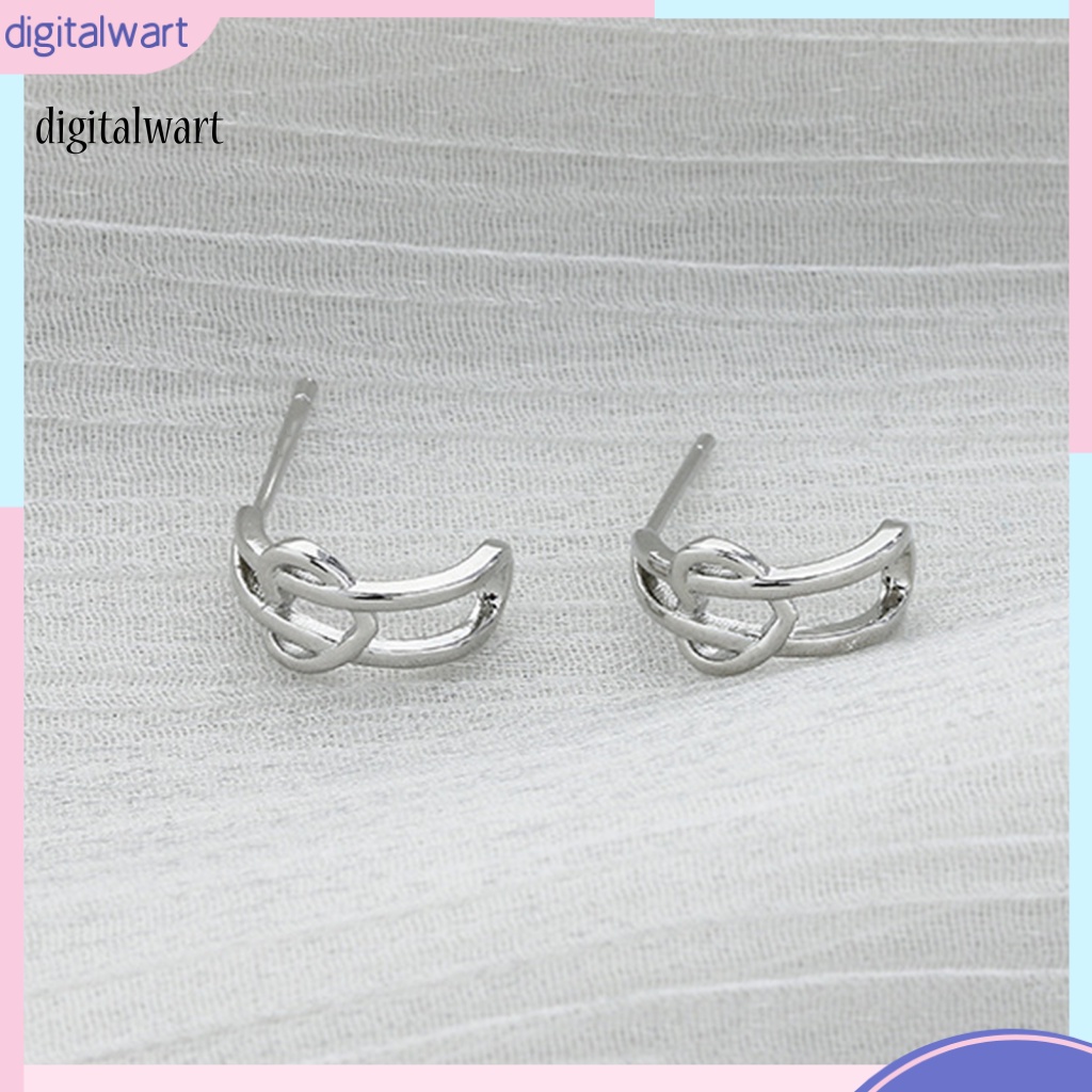 Kỹ Thuật Số| 1 Đôi Bông Tai Hình Chữ C Thắt Nút Trái Tim Tình Yêu Không Gây Dị Ứng Dễ Phối Đồ Trang Sức Cho Nữ