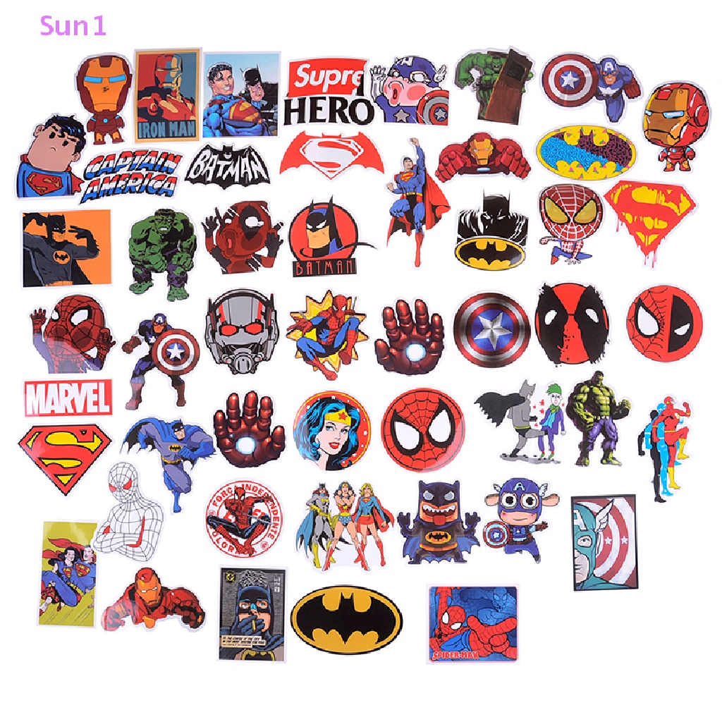 Set 50 Sticker Dán Trang Trí Hình Siêu Anh Hùng Marvel DIY