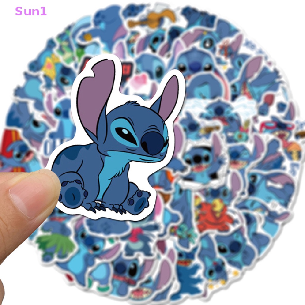 Bộ 50 Miếng Dán PVC Hình Stitch Dễ Thương Dùng Trang Trí Ván Trượt / Laptop / Guitar